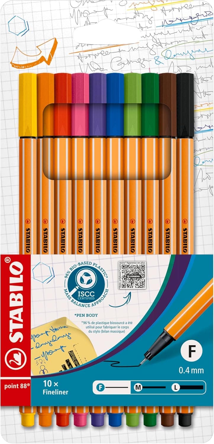 STABILO point 88 Fineliner – 10 Standardfarben im Set